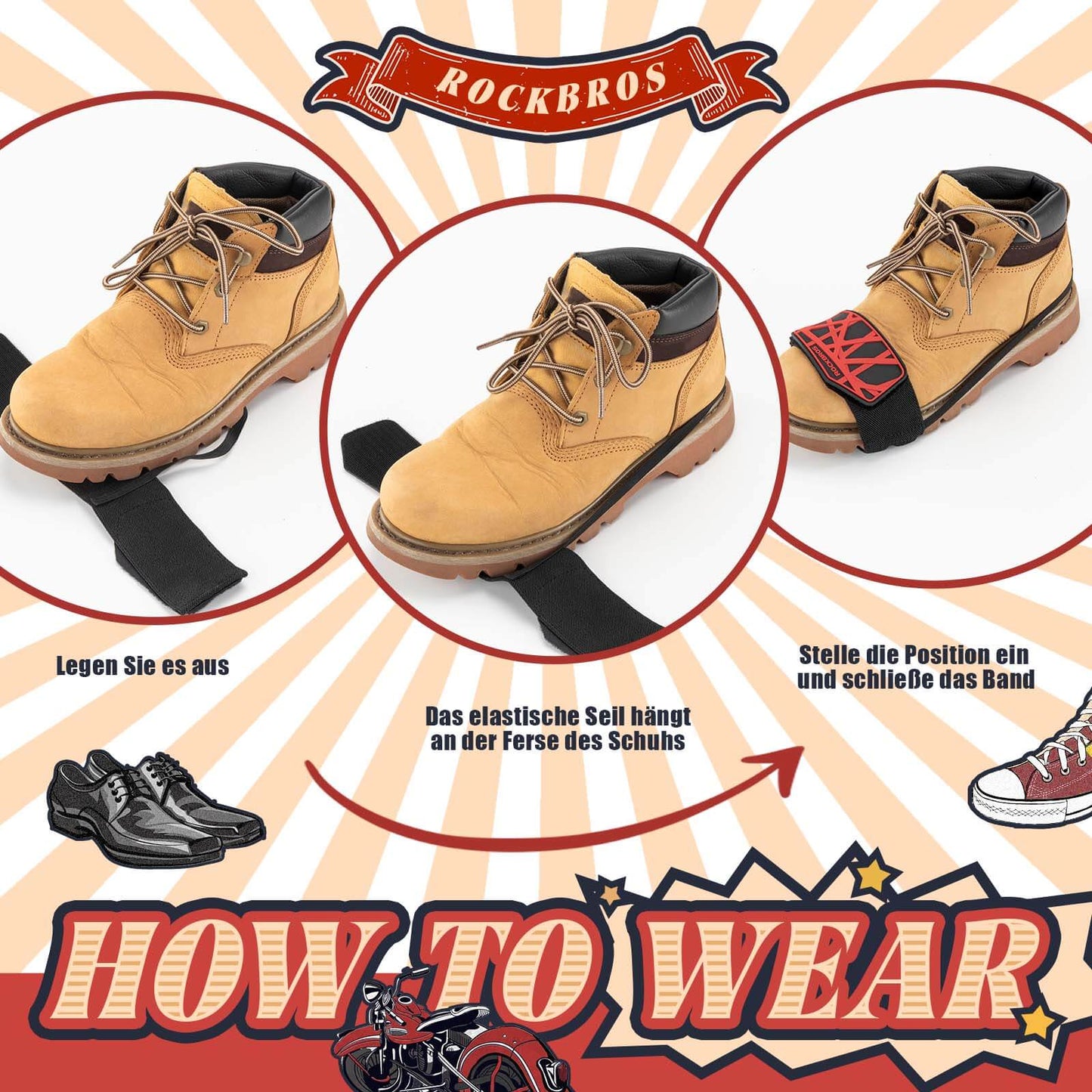 Motorcykel gearskiftebeskytter, skridsikker gearskiftbeskytter, justerbar skobeskytter, motorcykeltilbehør ROCKBROS