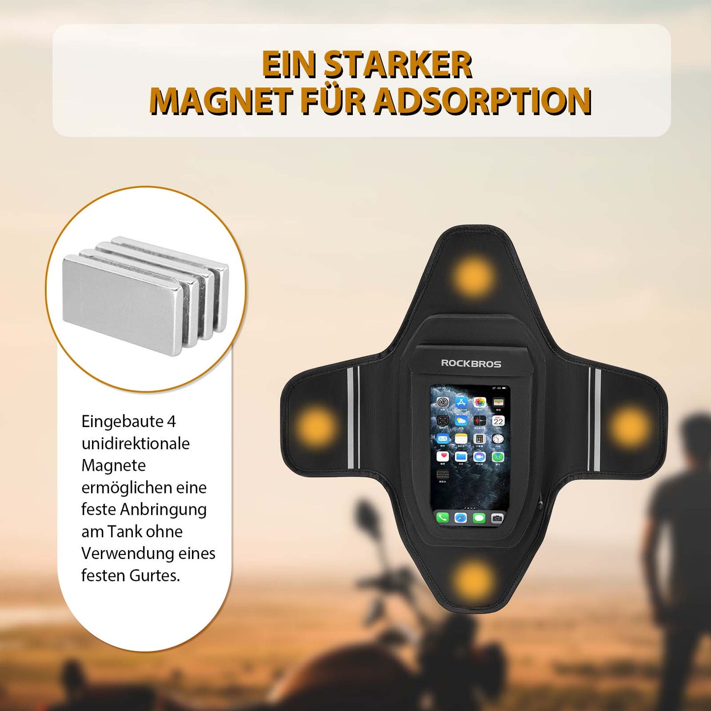 Motorcykel Tanktaske Vandtæt Magnetisk Tanktaske Sort ROCKBROS