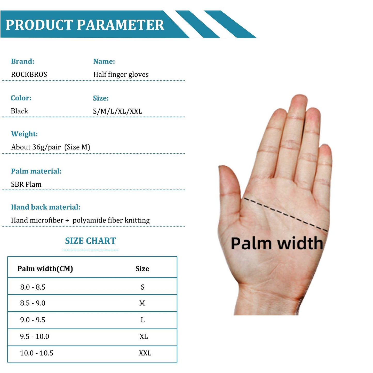 Cykelhandsker til halve fingre, universelle træningshandsker, ROCKBROS