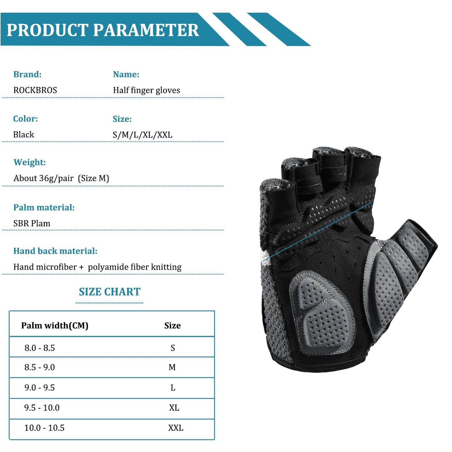 Cykelhandsker til halve fingre, universelle træningshandsker, ROCKBROS