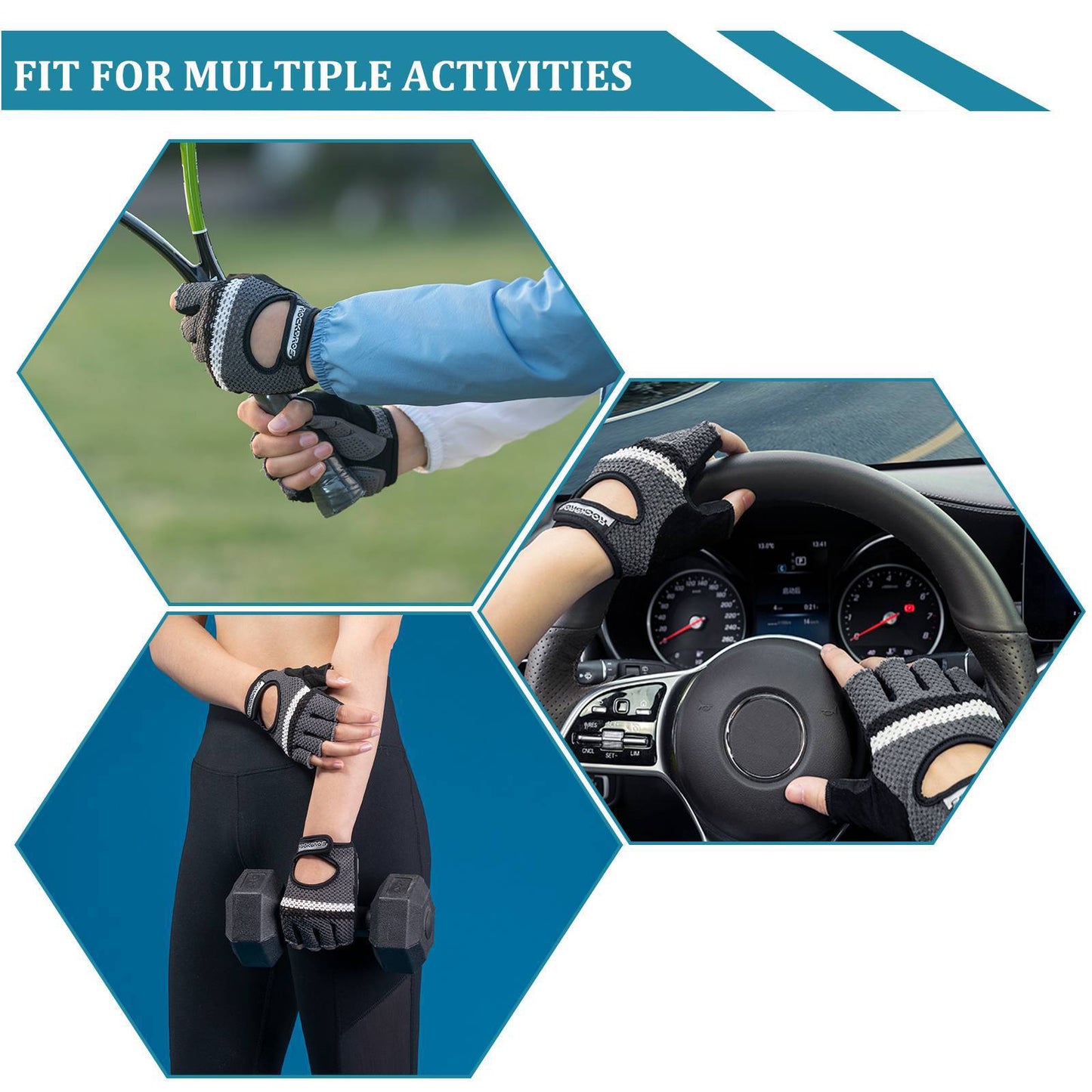 Cykelhandsker til halve fingre, universelle træningshandsker, ROCKBROS