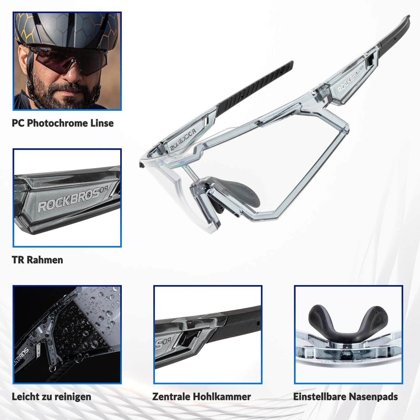 Solbriller, cykelbriller, selvtonede, udendørs, UV400-beskyttelse, ROCKBROS