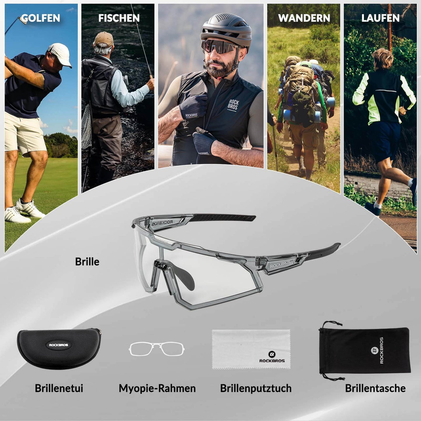 Solbriller, cykelbriller, selvtonede, udendørs, UV400-beskyttelse, ROCKBROS