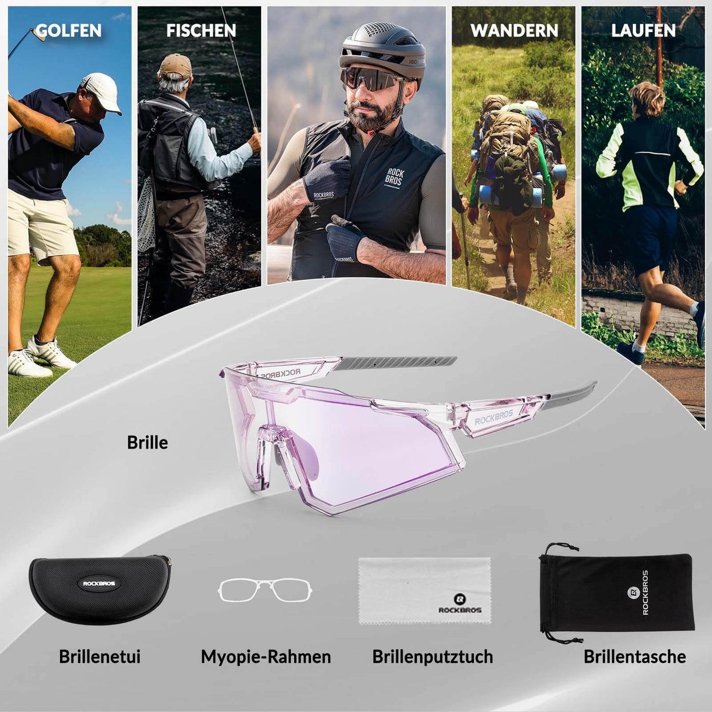 Solbriller, cykelbriller, selvtonede, udendørs, UV400-beskyttelse, ROCKBROS
