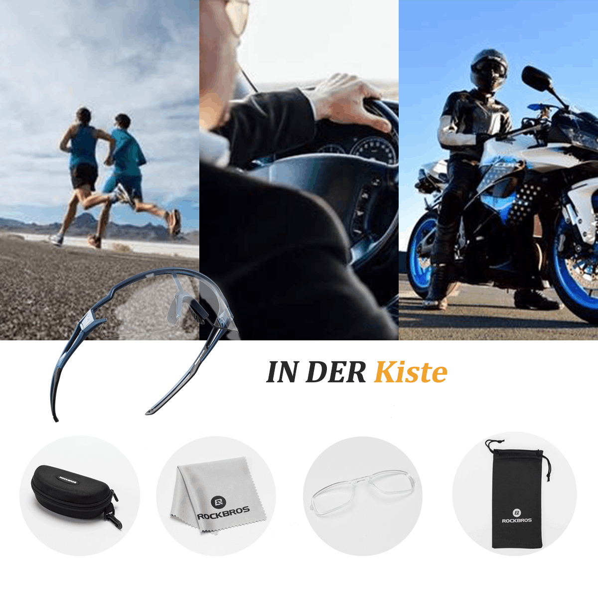 Solbriller til mænd og kvinder, UV-beskyttende cykelbriller, ROCKBROS
