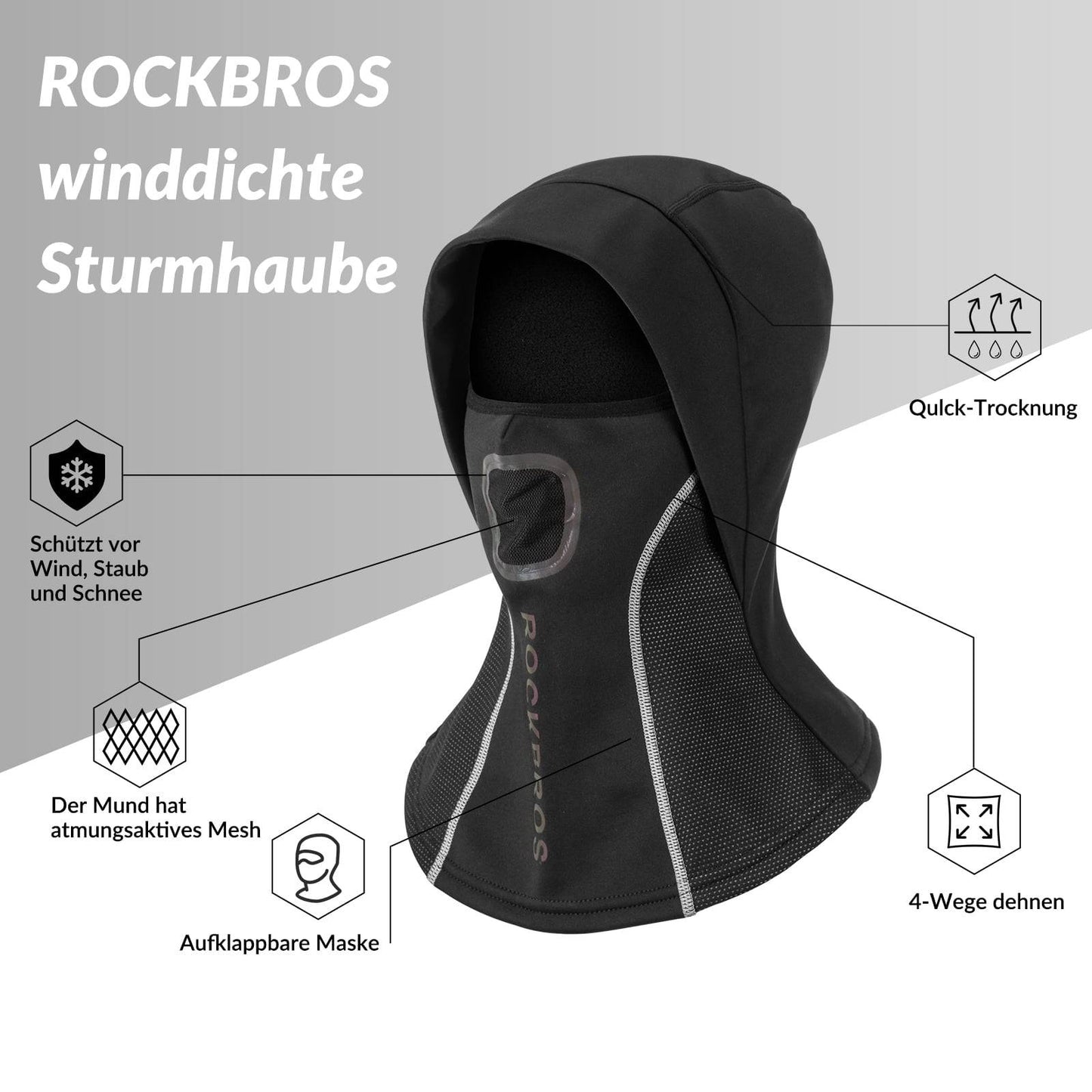 Elefanthue med åndbart mesh til udendørssport, unisex, ROCKBROS