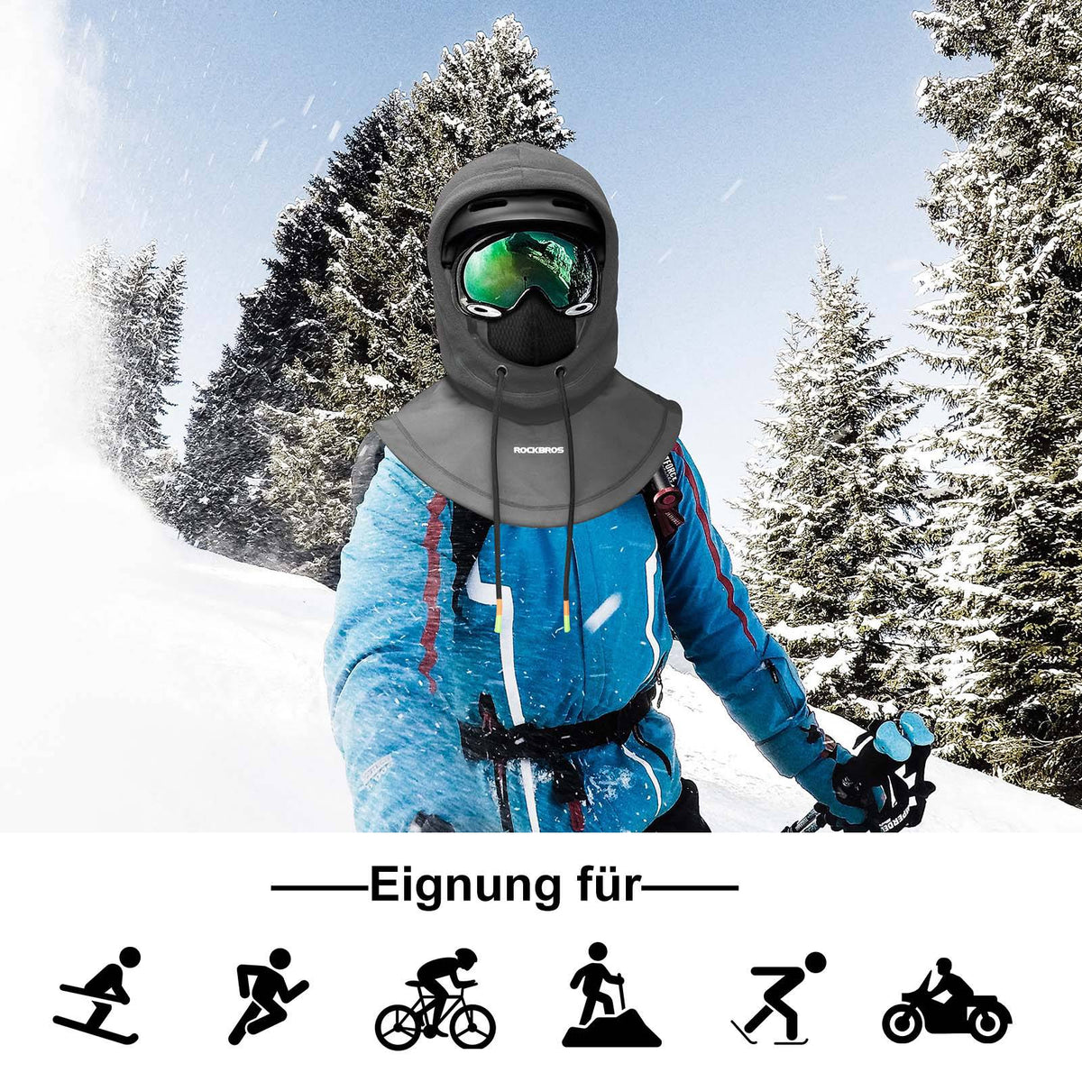 ROCKBROS Stormhue Vindtæt Cykel Full Face Ansigtsmaske til Cykling Skiløb