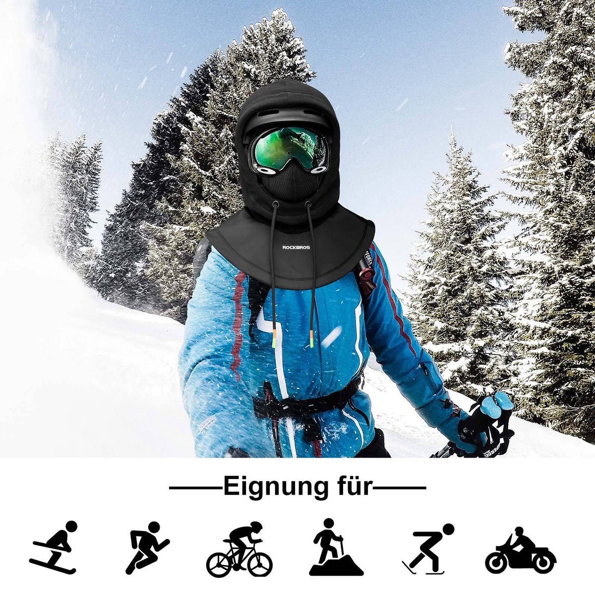 ROCKBROS Stormhue Vindtæt Cykel Full Face Ansigtsmaske til Cykling Skiløb