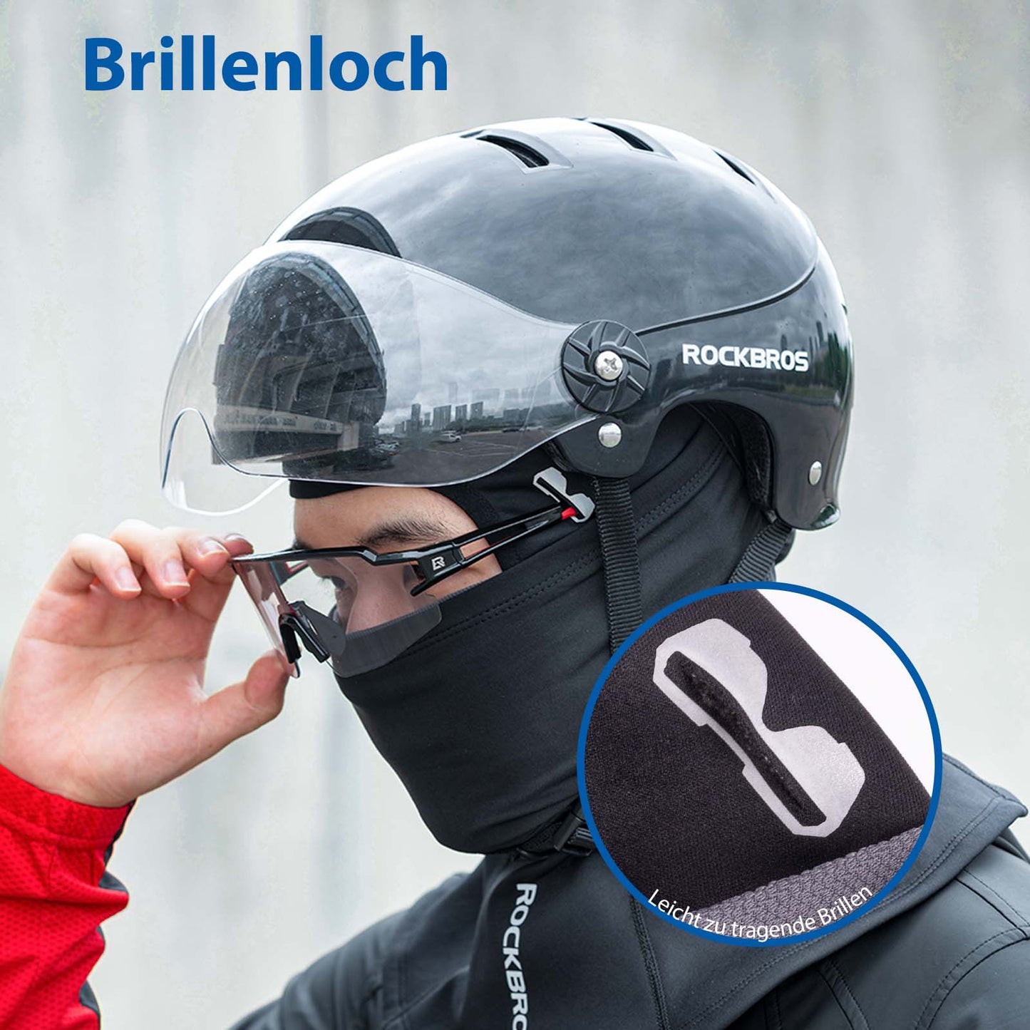 Elefanthue, vindtæt underhjelmhue lavet af varm fleece, sort, ROCKBROS
