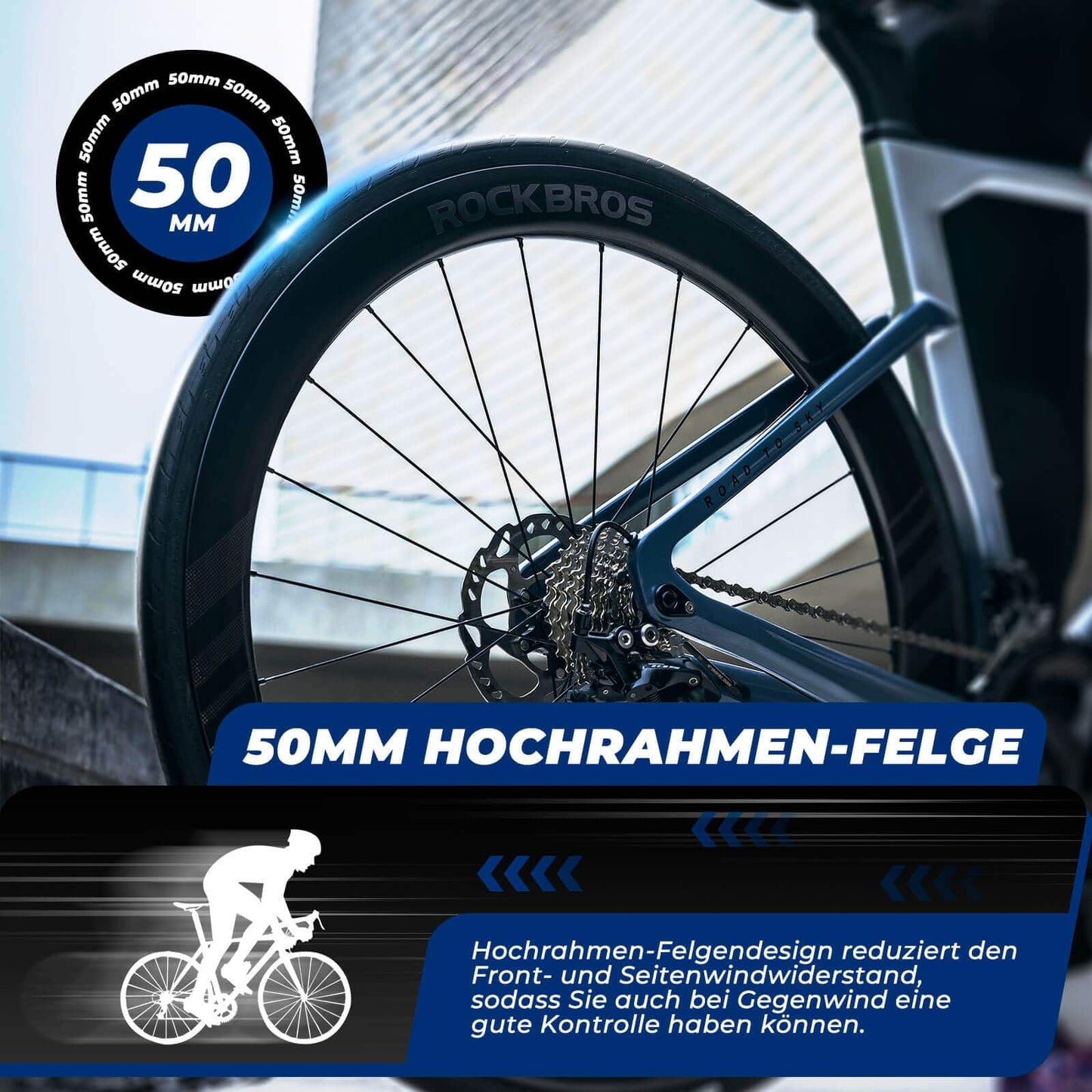 T700 Carbon Hjulsæt 28" 50mm Skivebremse Gennemgående Hjulsæt til Landevejscykler og SHIMANO 8-12 Speed 24 Eger 36T Stållejer ROCKBROS