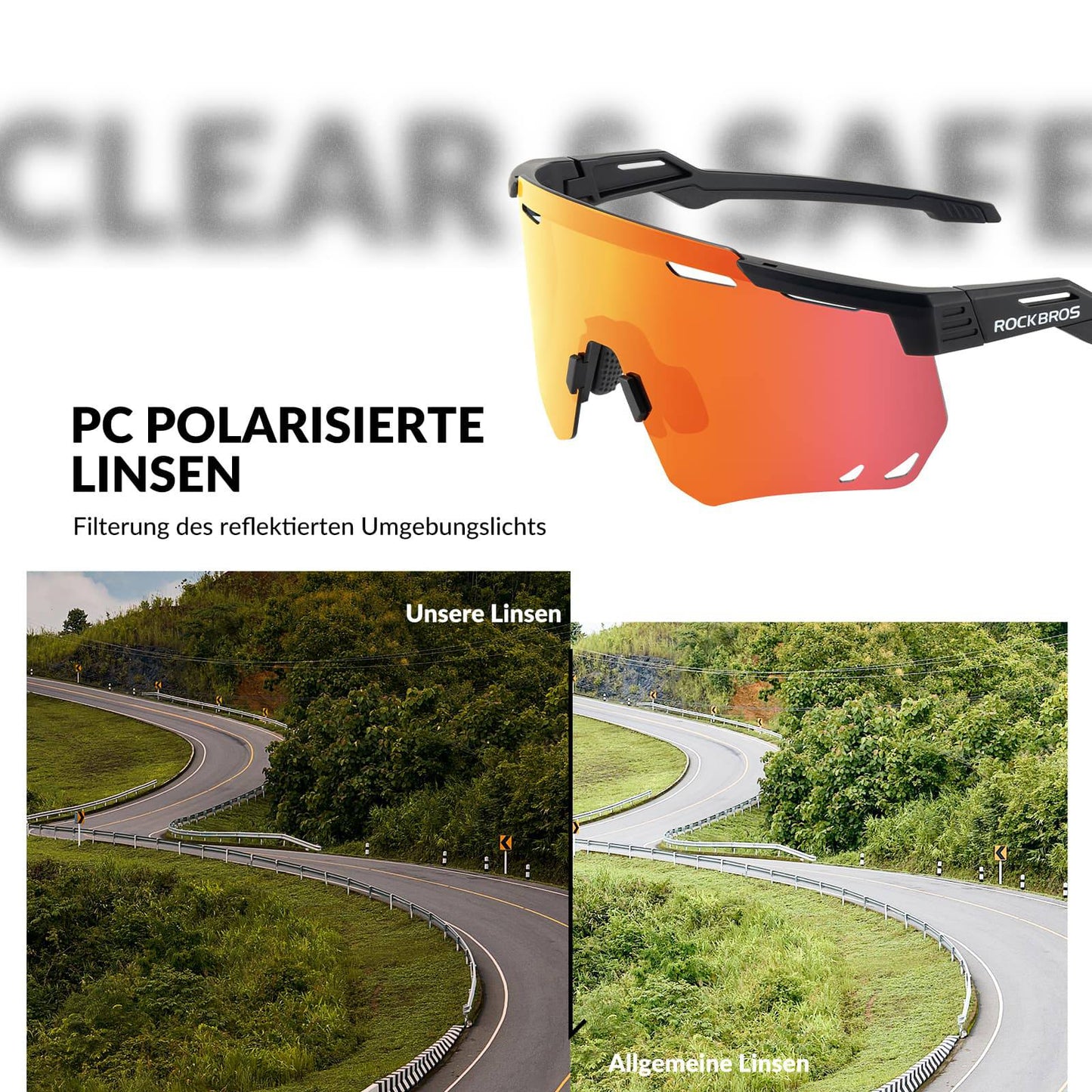 Ultralette cykelbriller, fotokromiske solbriller med UV400-beskyttelse, ROCKBROS