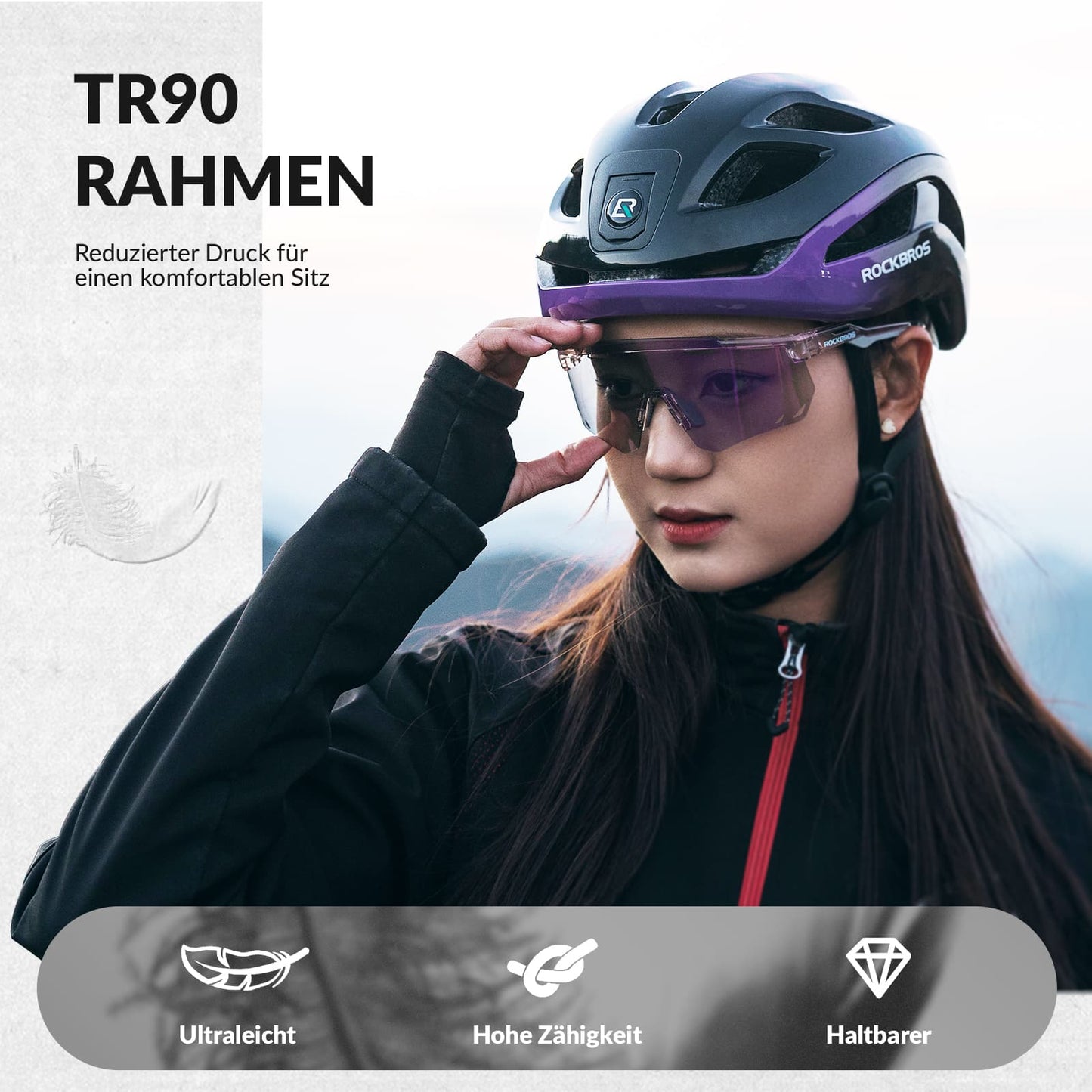 Ultralette cykelbriller, fotokromiske solbriller med UV400-beskyttelse, ROCKBROS