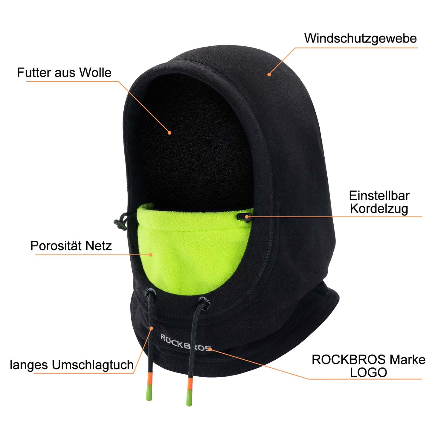 Vinter skimaske fleece balaklava til kvinder og mænd sort grøn ROCKBROS