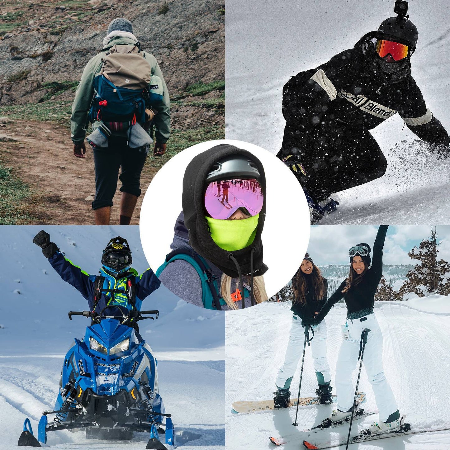 Vinter skimaske fleece balaklava til kvinder og mænd sort grøn ROCKBROS