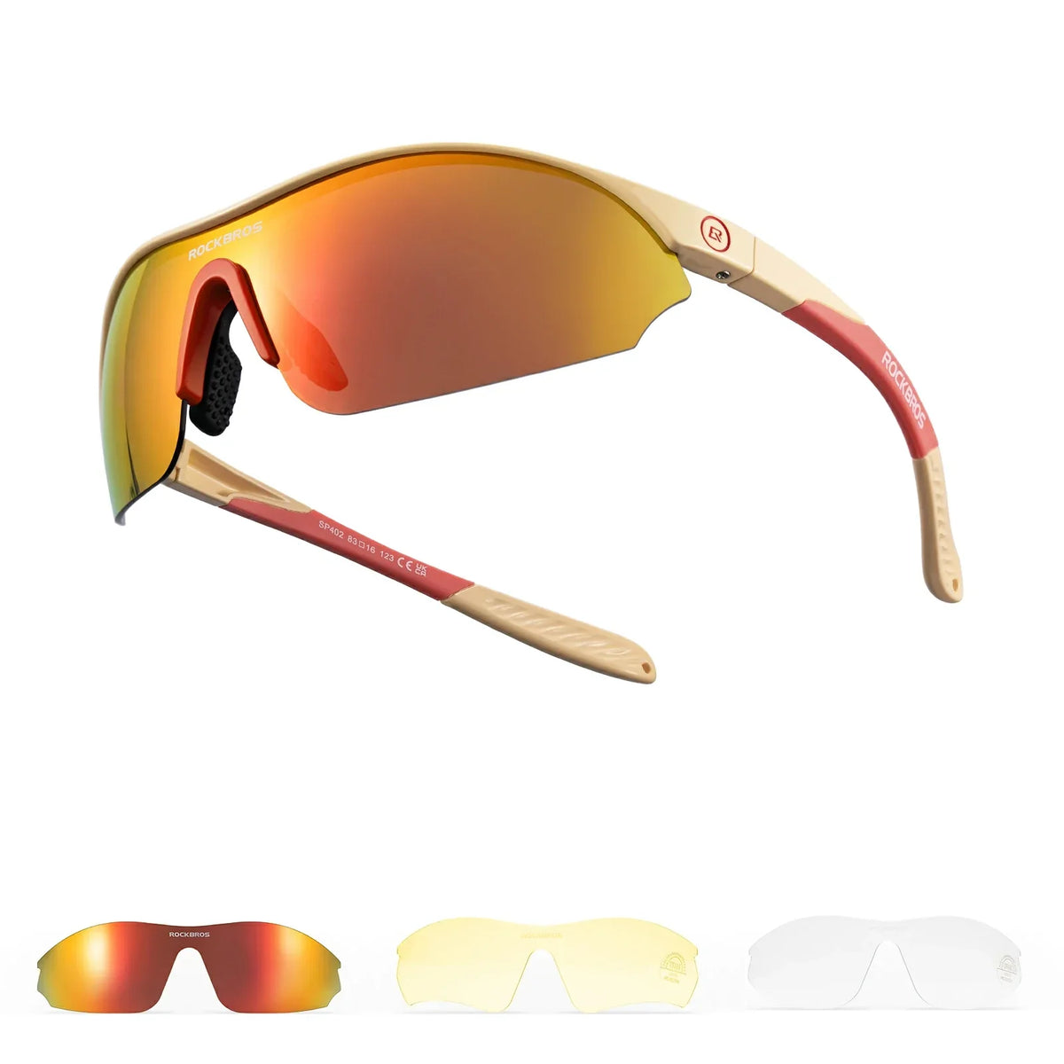 ROCKBROS Sport-cykel-solbriller med 3 udskiftelige UV400-glas
