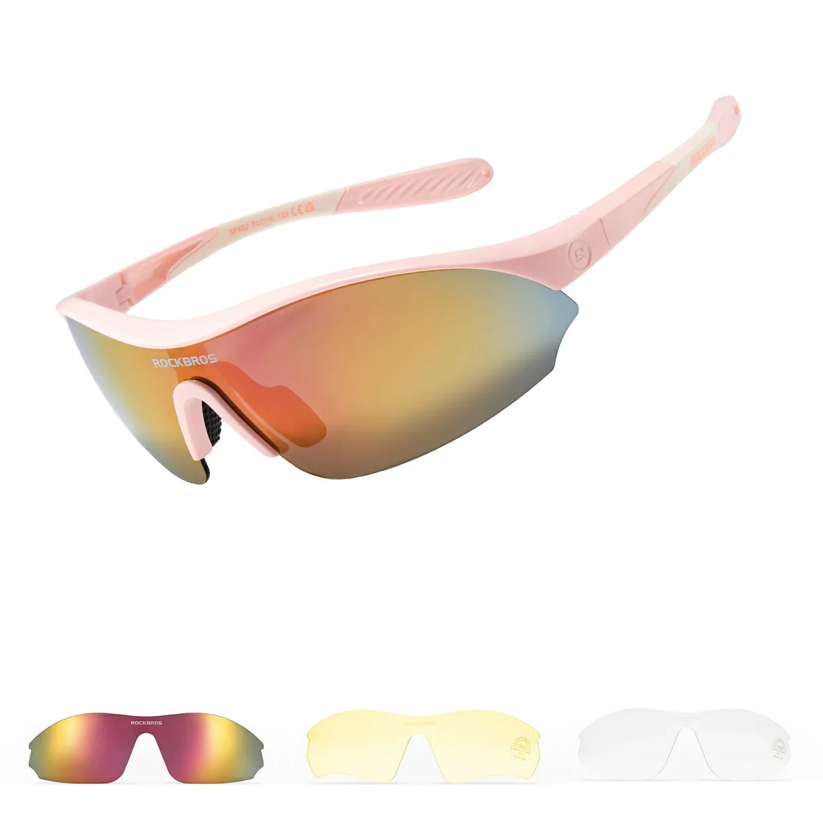 ROCKBROS Sport-cykel-solbriller med 3 udskiftelige UV400-glas
