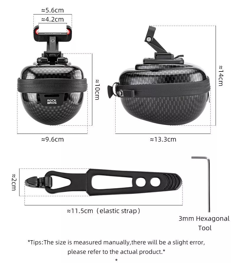 ROCKBROS sadeltaske med hård skal cykeltaske sædetaske med quick release 0,4L