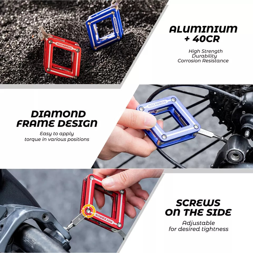 ROCKBROS cykel multifunktionelt værktøj 8 i 1 reparation foldeværktøj reparation