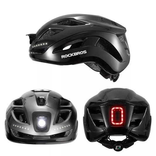 ROCKBROS cykelhjelm cykelhjelm med sikkerhedsadvarselslys beskyttelseshjelm 57-61 cm