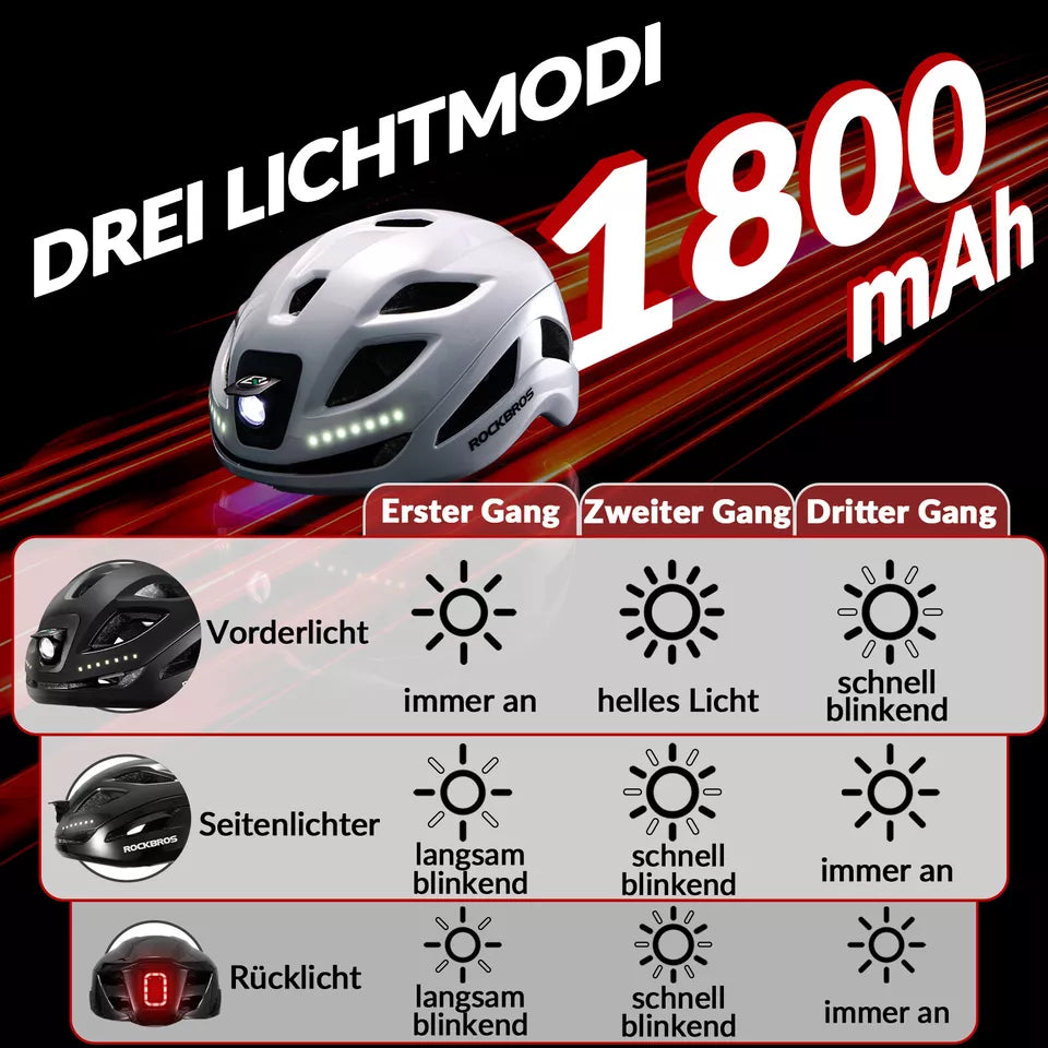 ROCKBROS cykelhjelm cykelhjelm med sikkerhedsadvarselslys beskyttelseshjelm 57-61 cm