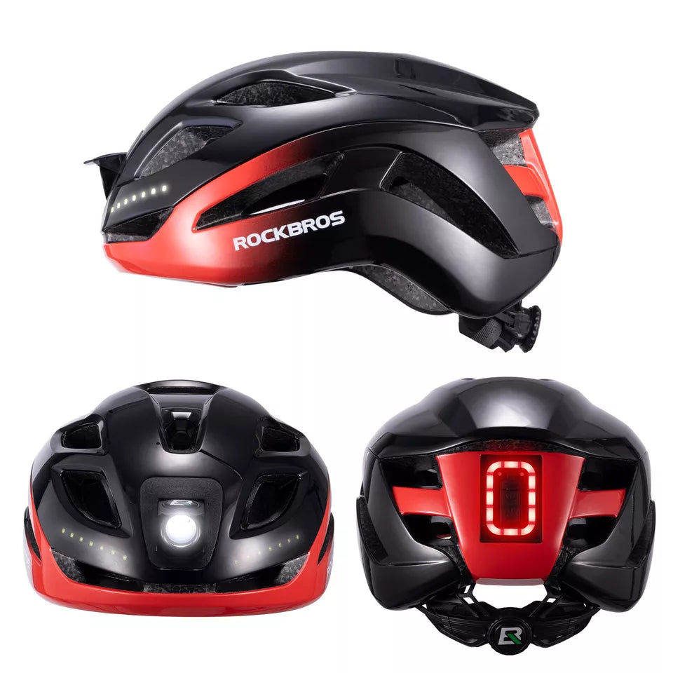 ROCKBROS cykelhjelm cykelhjelm med sikkerhedsadvarselslys beskyttelseshjelm 57-61 cm