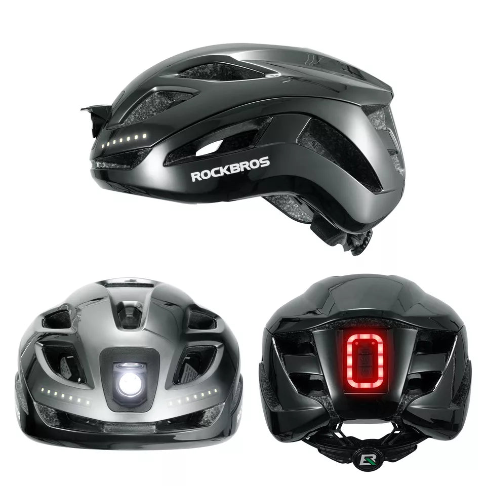 ROCKBROS cykelhjelm cykelhjelm med sikkerhedsadvarselslys beskyttelseshjelm 57-61 cm