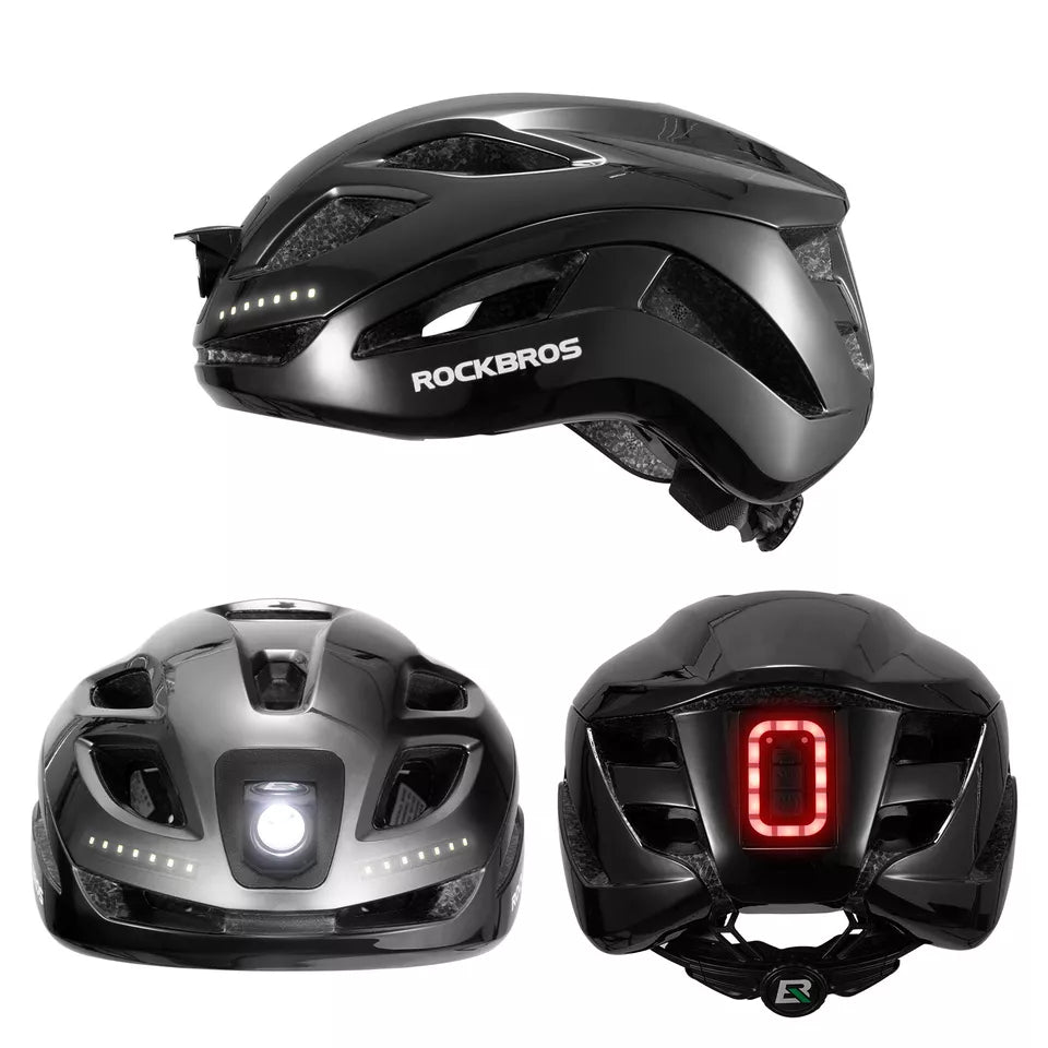 ROCKBROS cykelhjelm cykelhjelm med sikkerhedsadvarselslys beskyttelseshjelm 57-61 cm