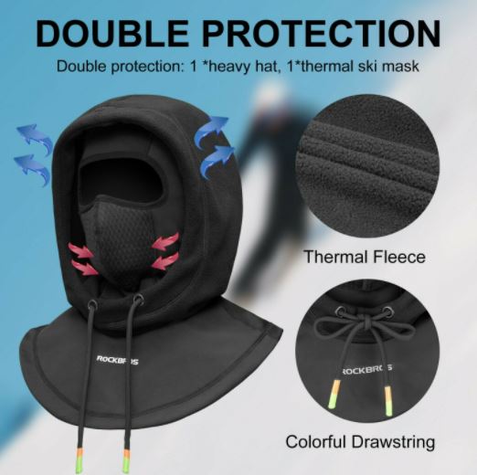 ROCKBROS Skimaske Thermo Fleece Balaclava Vinter under hjelm