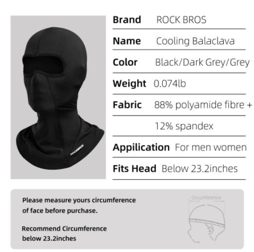 ROCKBROS Balaclava Hood til damer mænd UPF50+ sommer/forår