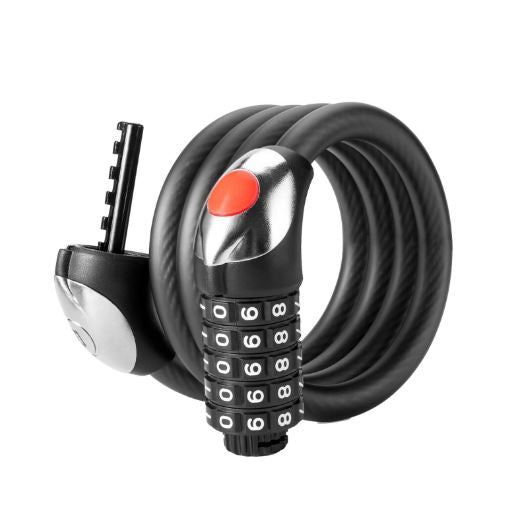 ROCKBROS cykellås 120cm/180 cm kabellås 5-delt kombinationslås stål