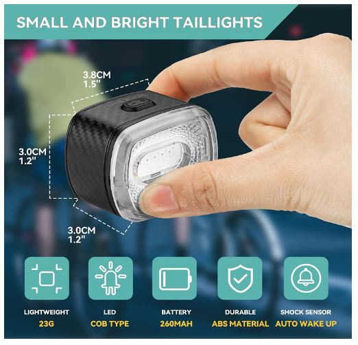 ROCKBROS LED Vandtæt IPX6 USB genopladelig Lyst rødt lys med 5 faste og blinkende tilstande