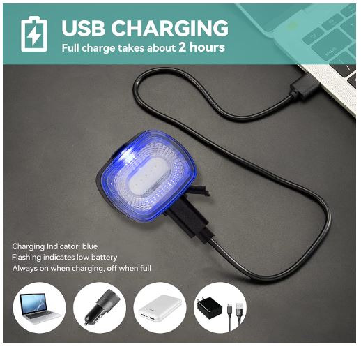 ROCKBROS LED Vandtæt IPX6 USB genopladelig Lyst rødt lys med 5 faste og blinkende tilstande