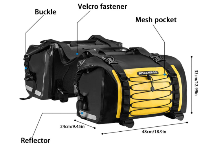 ROCKBROS AS-010 motorcykel taske dobbelt sadeltasker vandtæt Ca.62L
