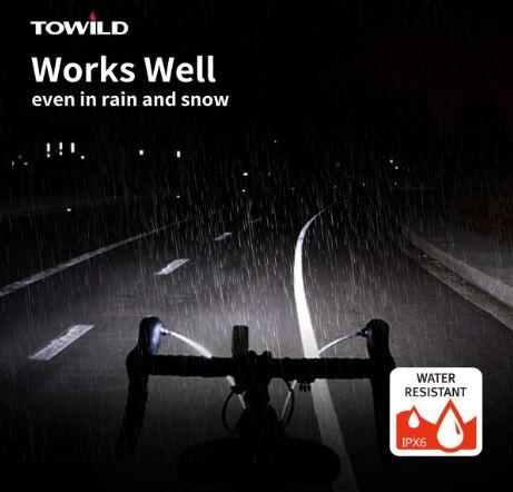 TOWILD CL1200 Garmin/GoPro Mount kompatibel 1200 4000mAh batteri Vandtæt cykellys til pendlere