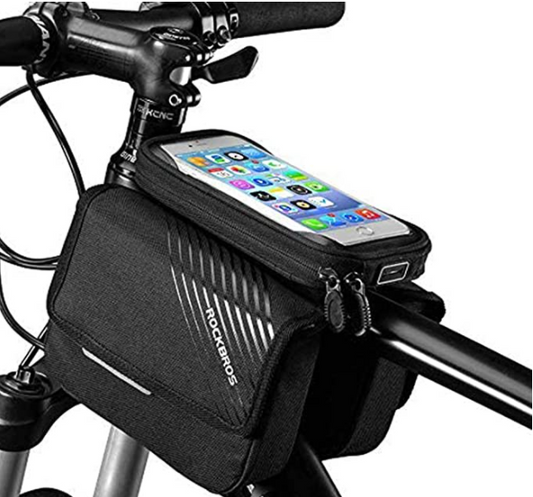 ROCKBROS 030-60BK cykelstelpose med mobiltelefonlomme op til 6.0 tommer
