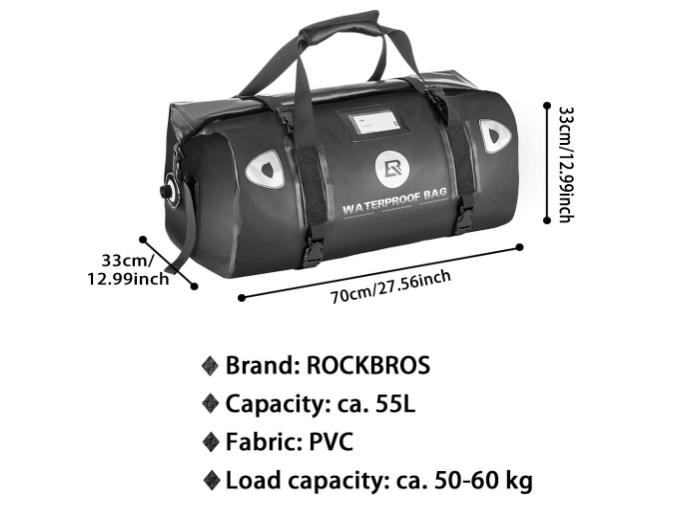ROCKBROS AS-005 Motorcykeltaske Rullebagage Sadeltaske Sort