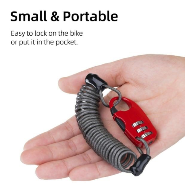 ROCKBROS Mini kabel Cykel&Hjelmlås med kombinationslås