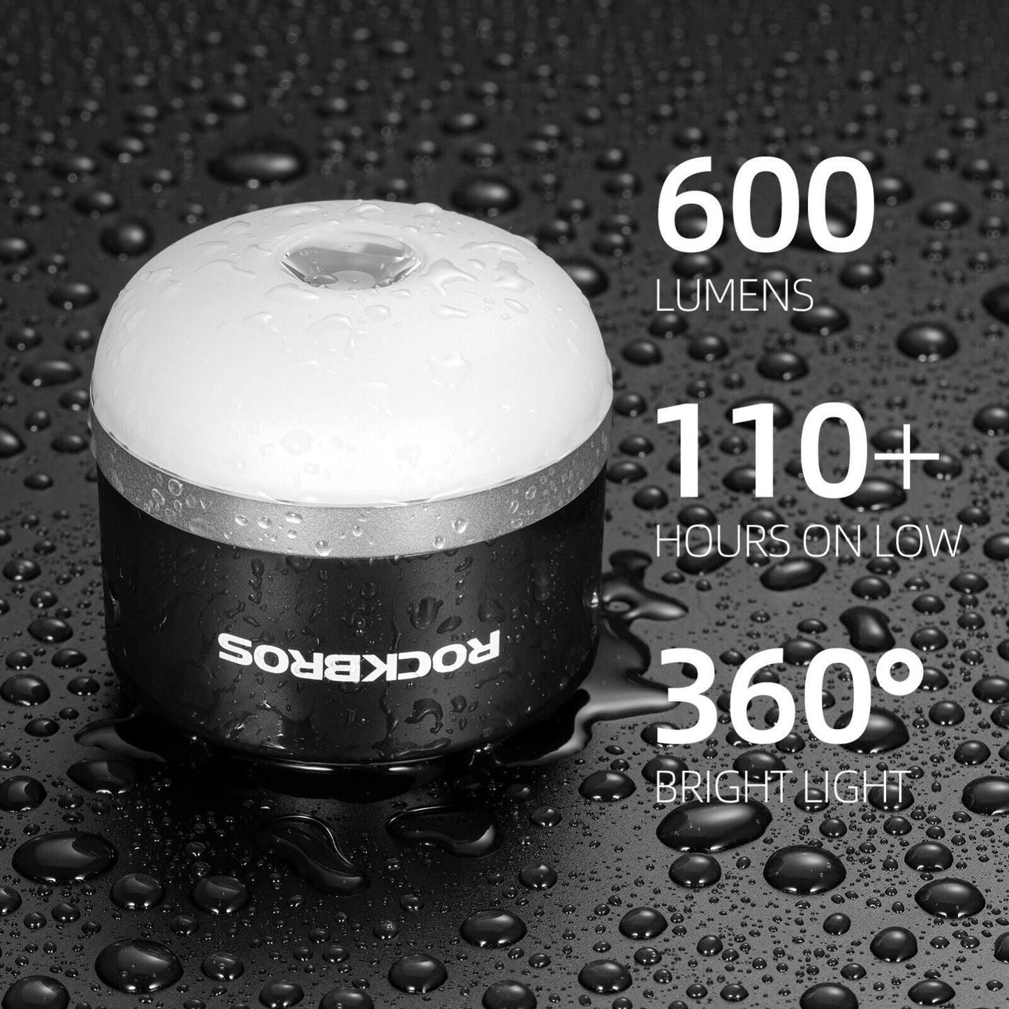 ROCKBROS Outdoor Camping Lanterne USB Lommelygter 600 Lumens IPX65 LED lys Genopladeligt batteri