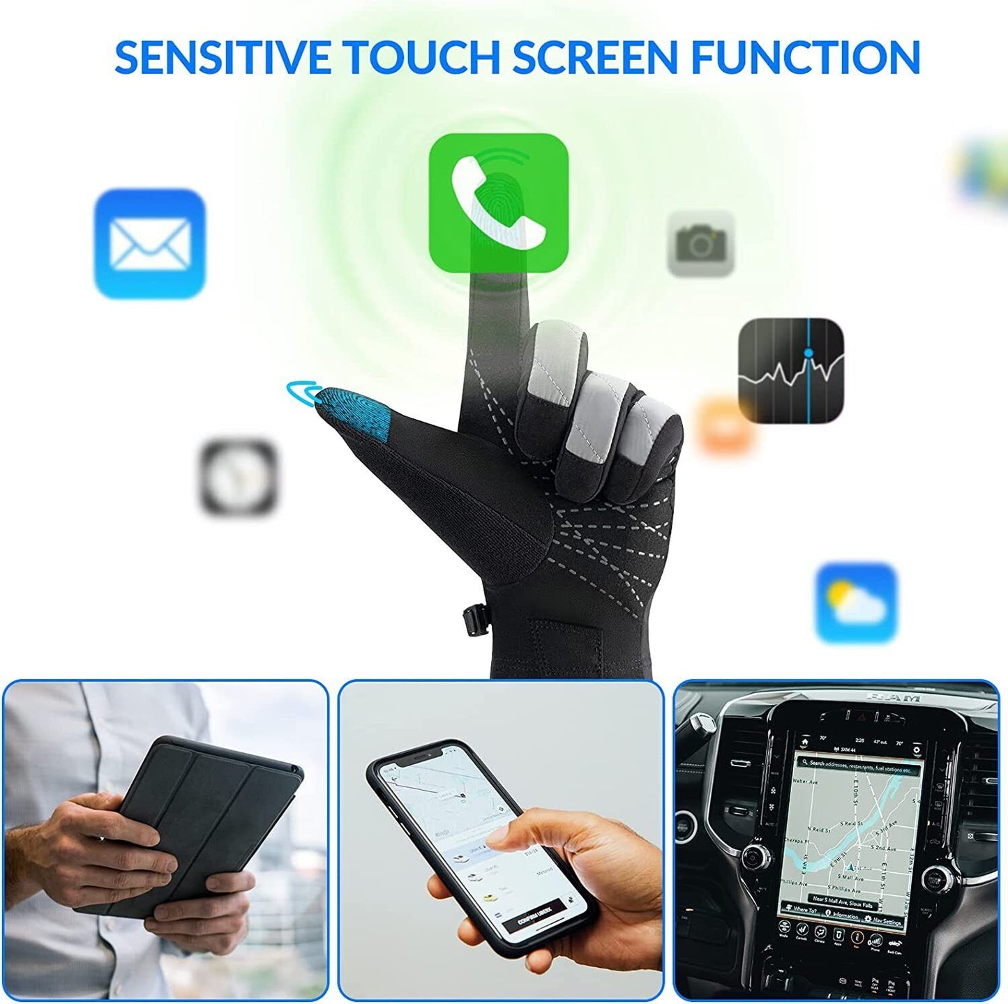 ROCKBROS Vintercykelhandsker Handsker Touch Screen Warm Thermal Sport