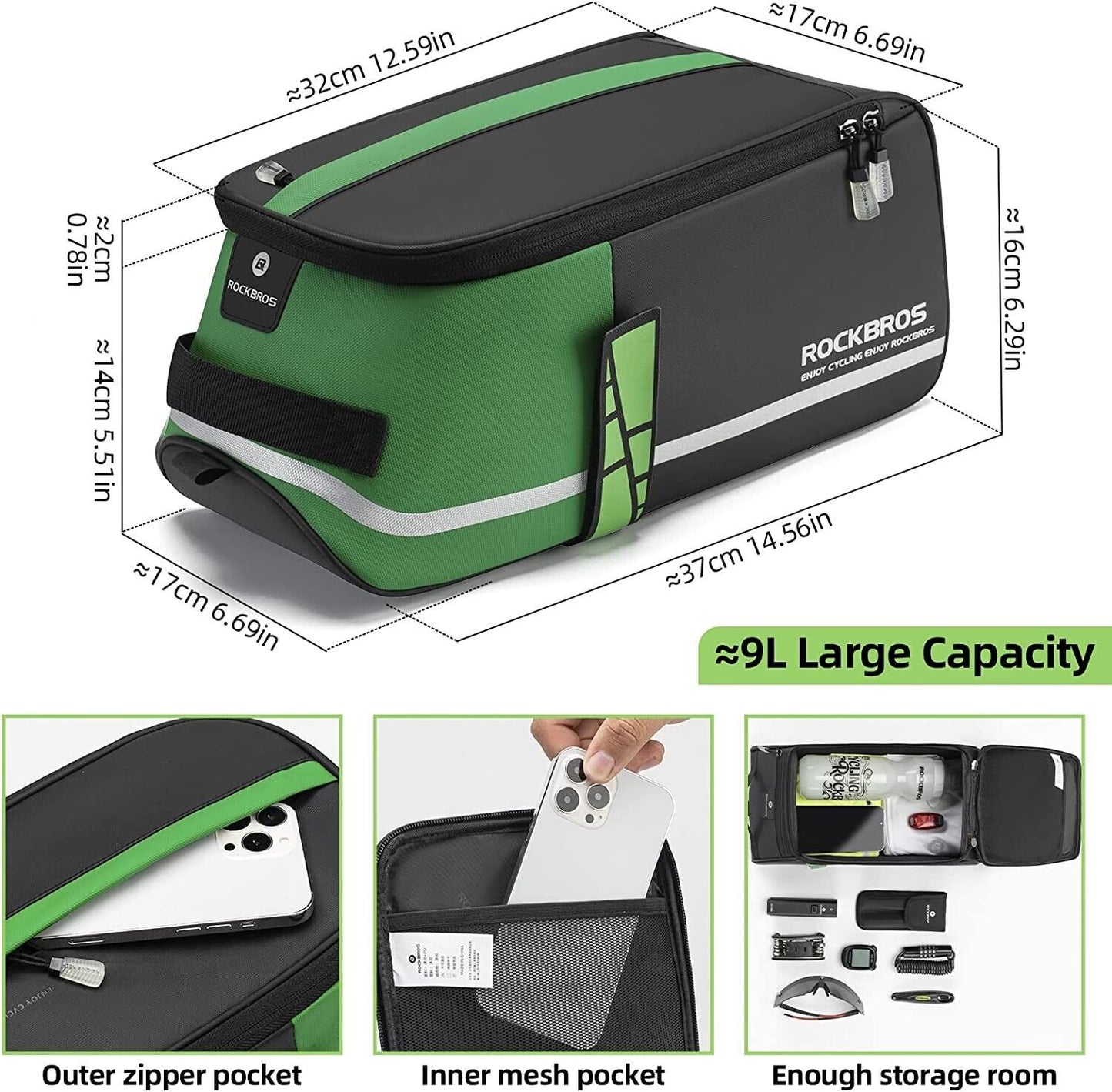 ROCKBROS Cykeltaske Sadeltaske Multifunktionel Picnic Taske 9L